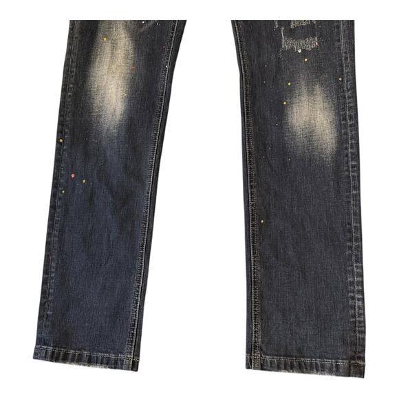 RS7 royal 7even mens 100% authentic size 34/32 long Stretch jeans Blue Faux Torn - Picture 5 of 10